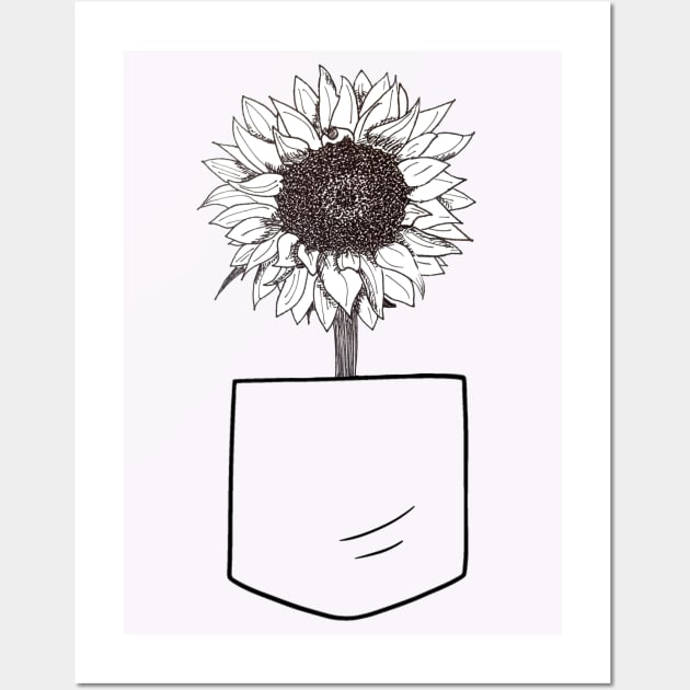 Sunflower Pocket Wall Art by Del Doodle Design